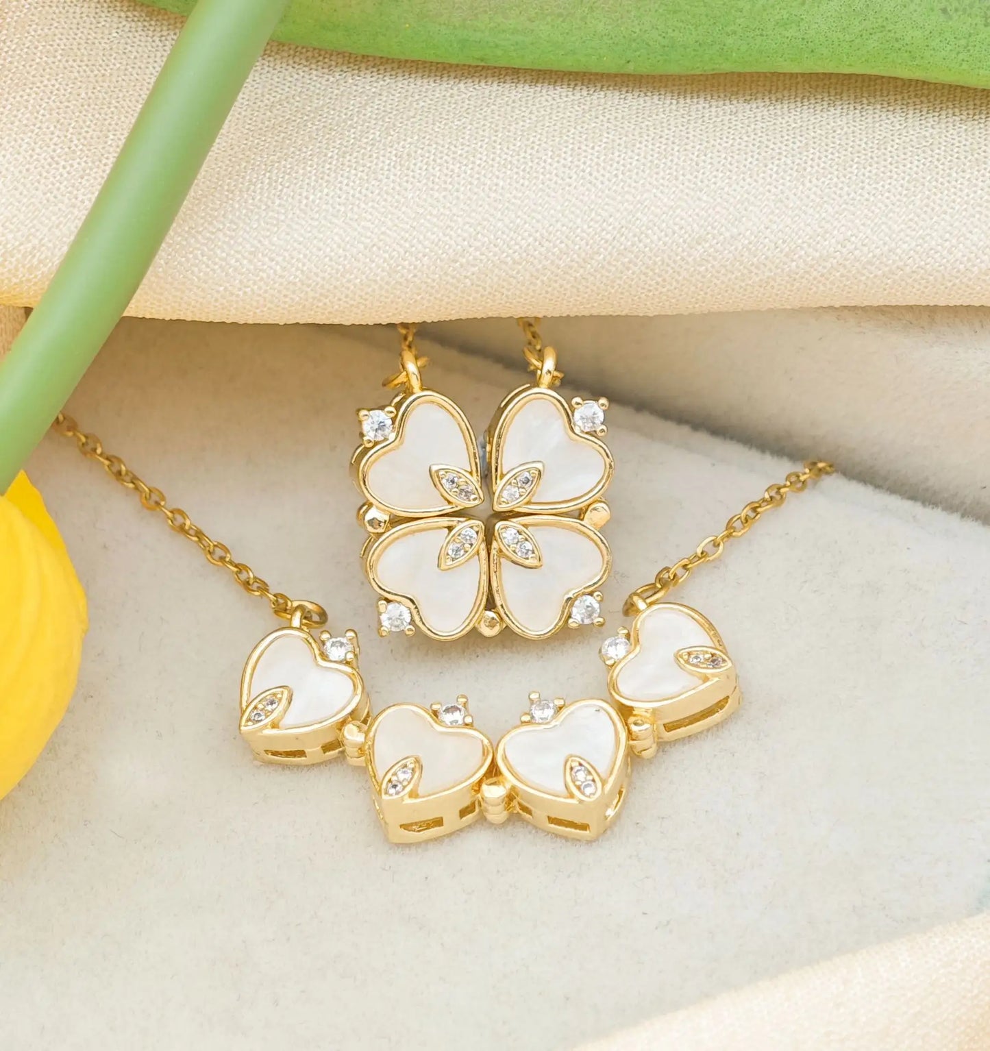 Golden Heart Bloom Pendant Necklace