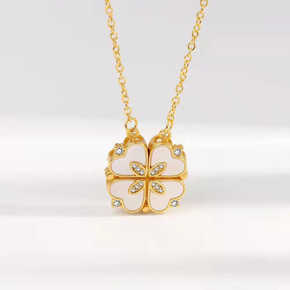 Golden Heart Bloom Pendant Necklace