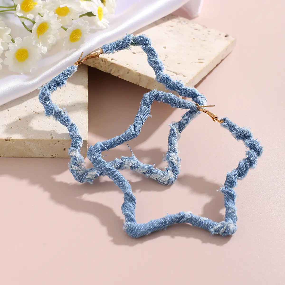 Denim Starlight Hoops Earrings