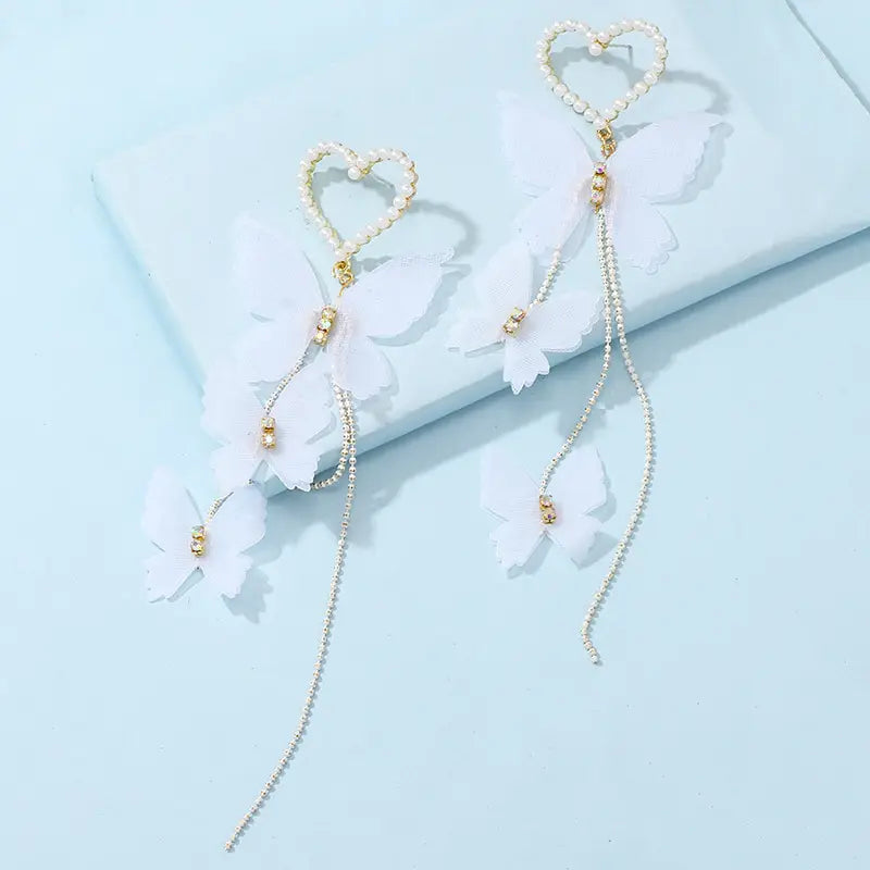 Pearl Butterfly Cascade Earrings