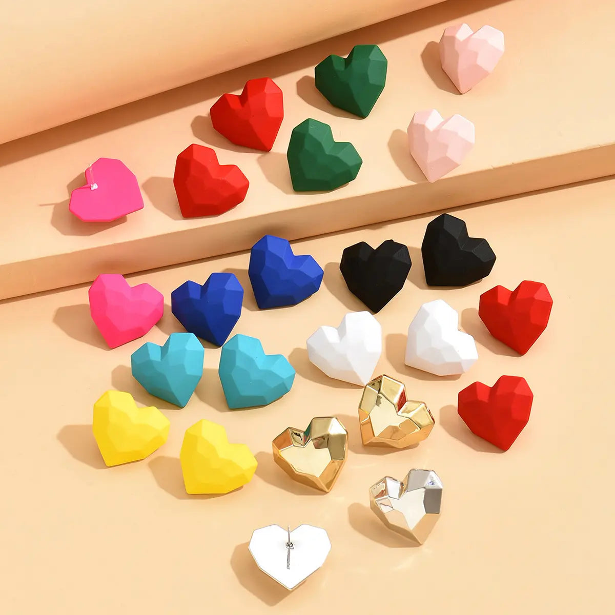 Heart Stud Red Earrings