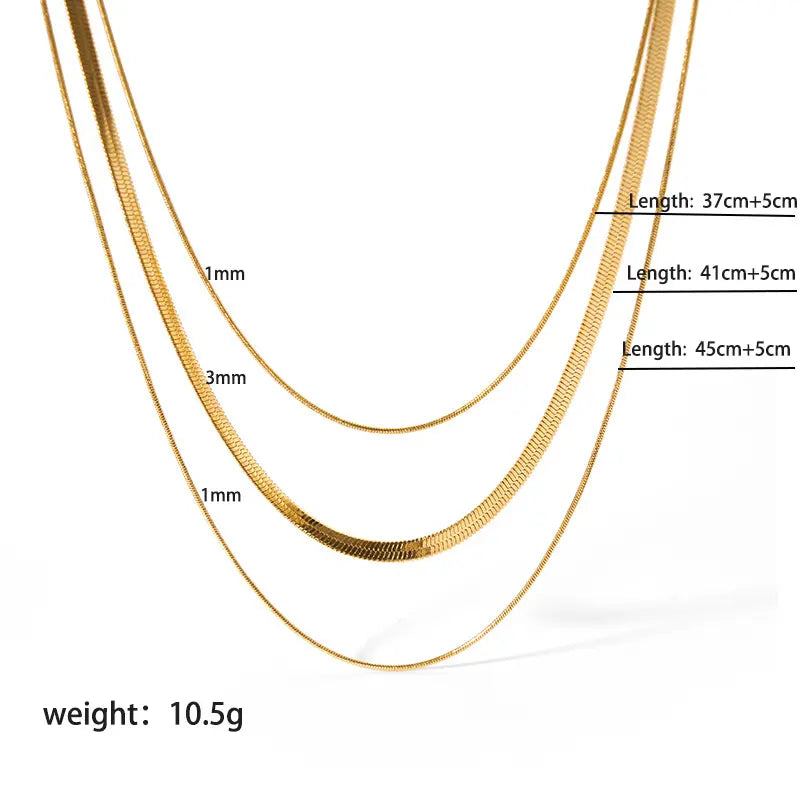 Golden Luxe Triple Layered Snake Chain Necklace
