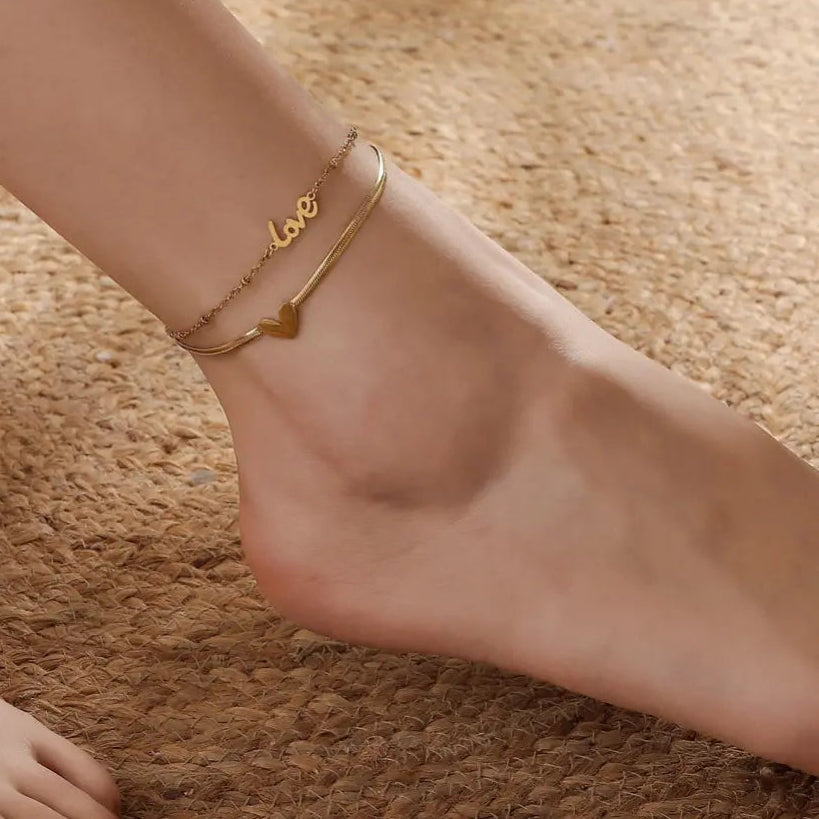 Golden Love Snake Chain Bracelet/Anklet