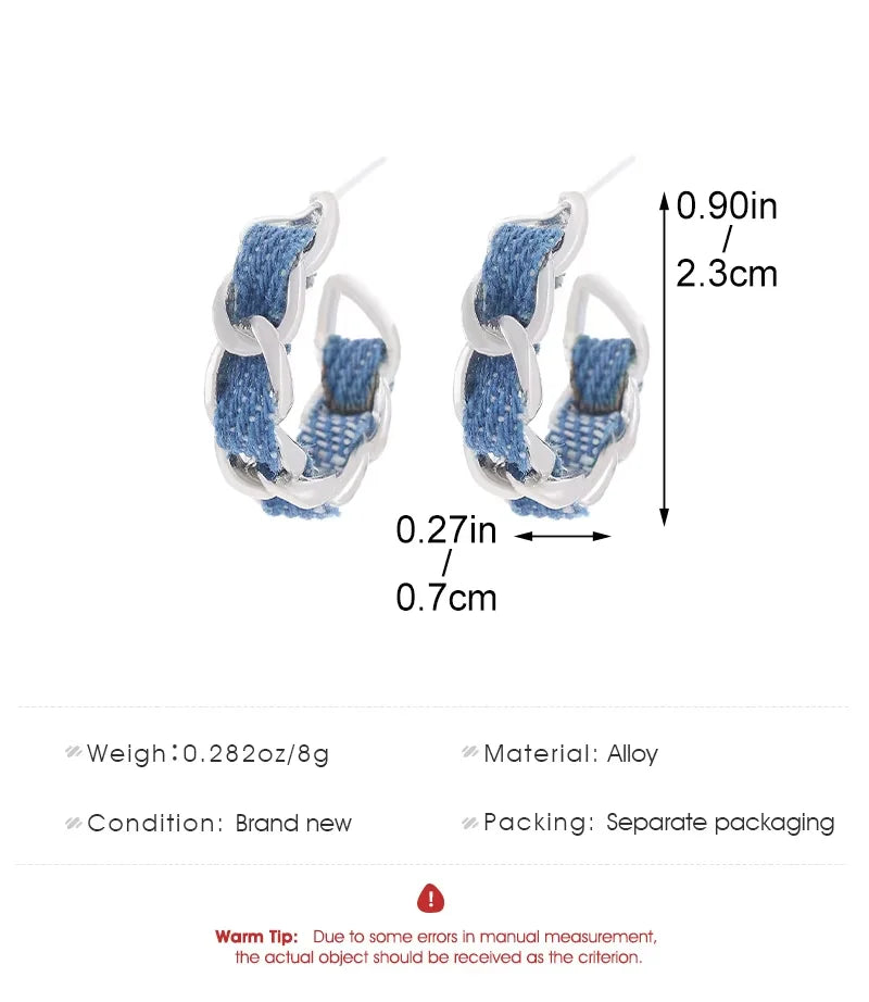 Denim Twist Hoops Earrings
