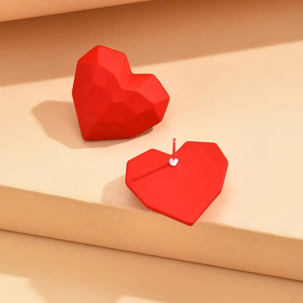 Heart Stud Red Earrings