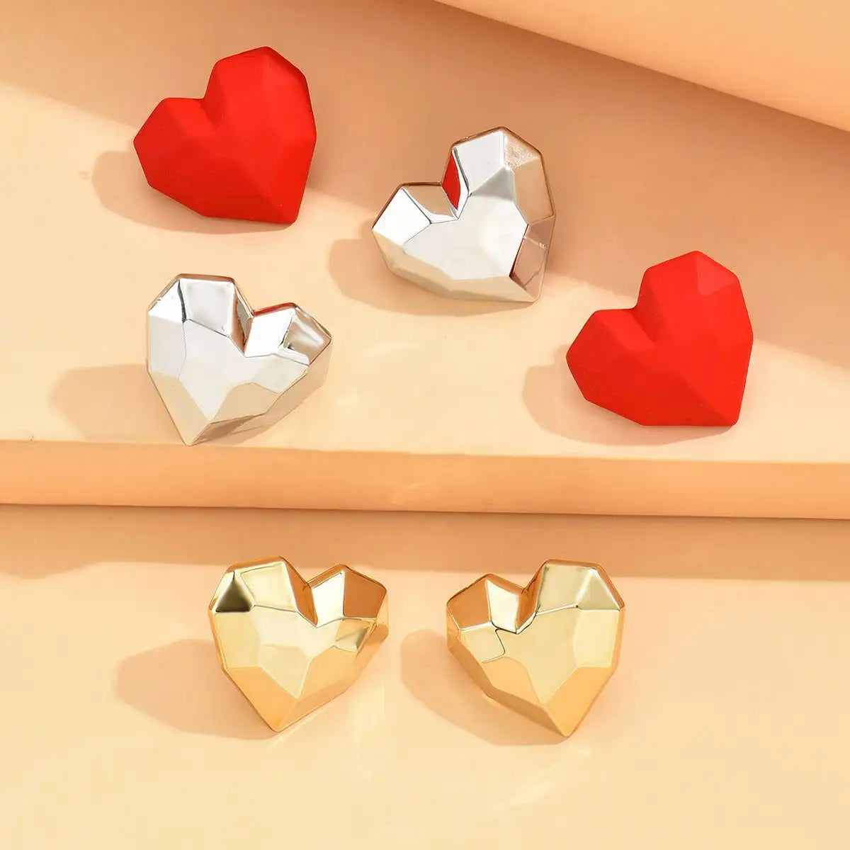 Heart Stud Red Earrings