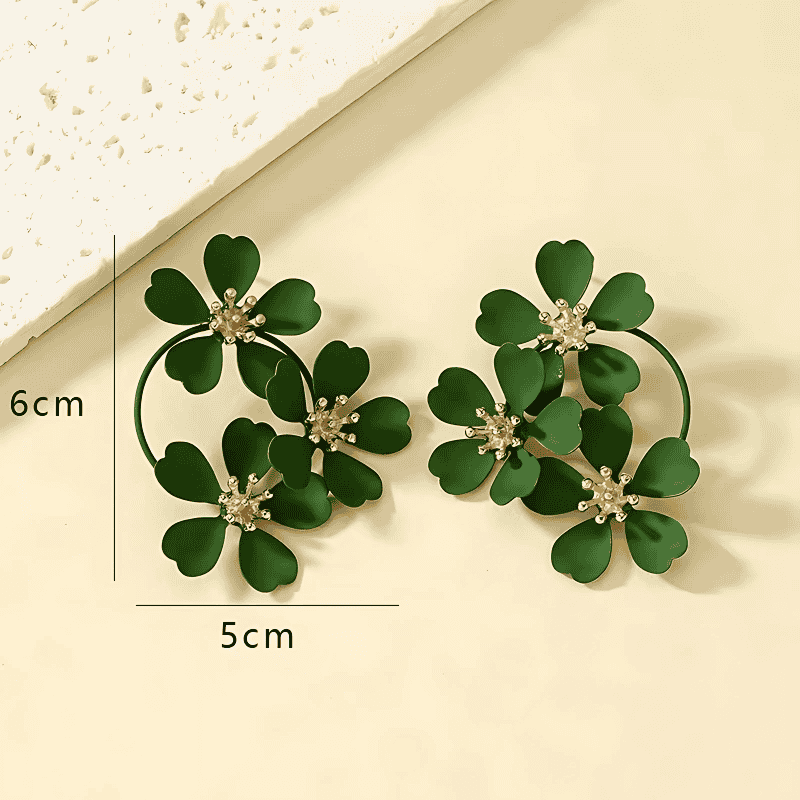 Petals and Gold Arcs Earrings