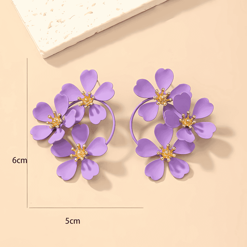 Petals and Gold Arcs Earrings
