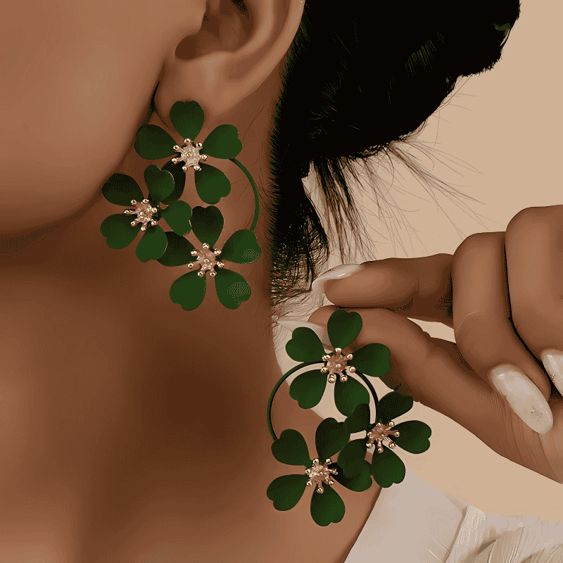 Petals and Gold Arcs Earrings