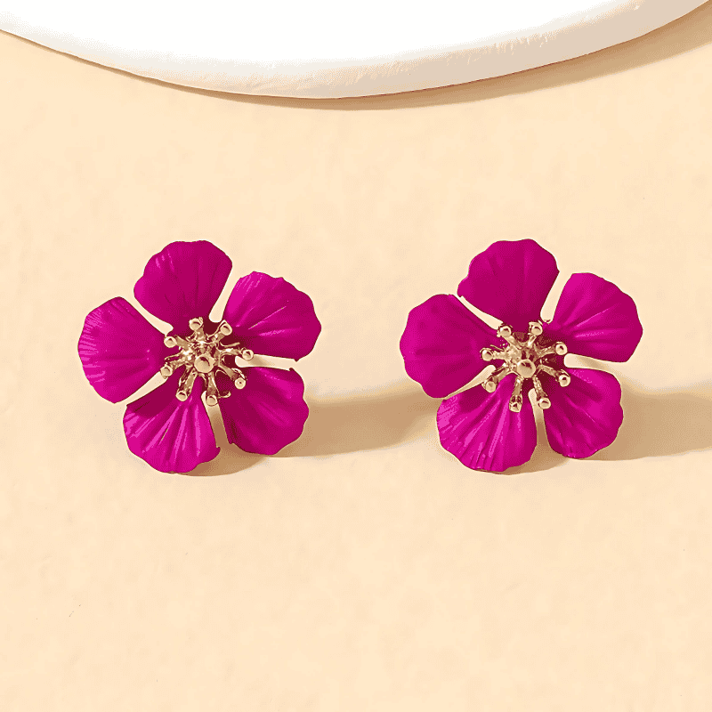 Magenta Petal Stud Earrings