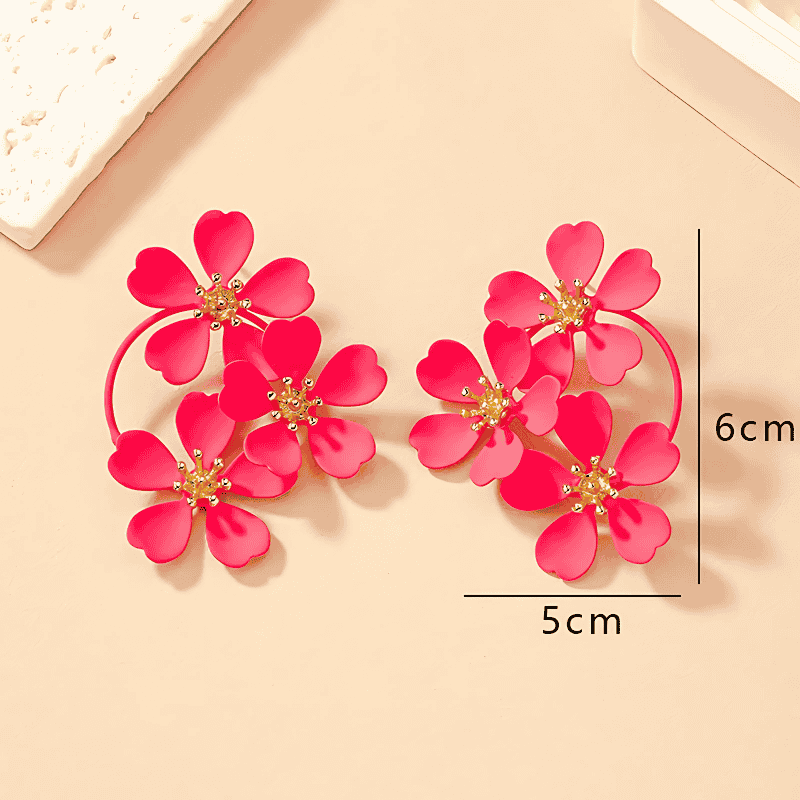 Petals and Gold Arcs Earrings
