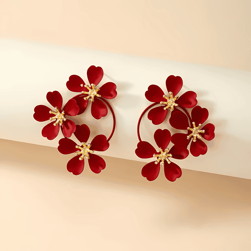 Petals and Gold Arcs Earrings