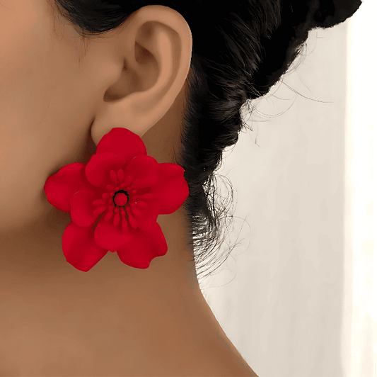 Crimson Blossom Statement Earrings