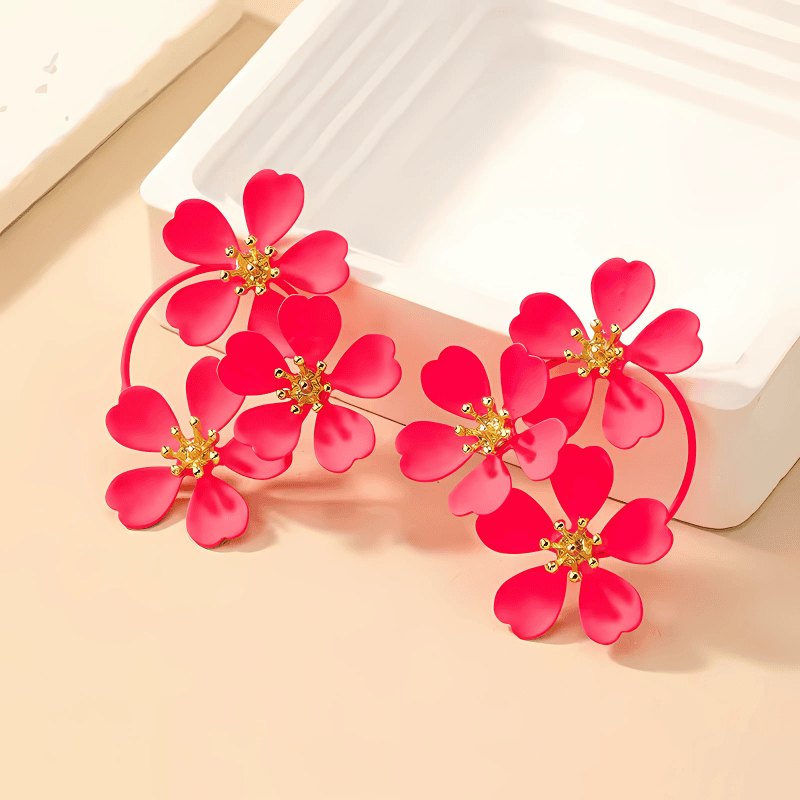 Petals and Gold Arcs Earrings