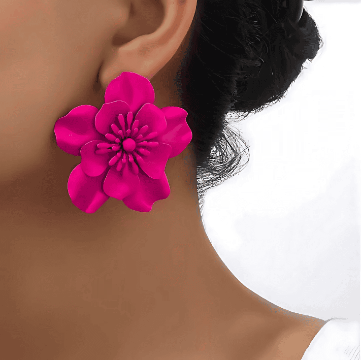 Crimson Blossom Statement Earrings