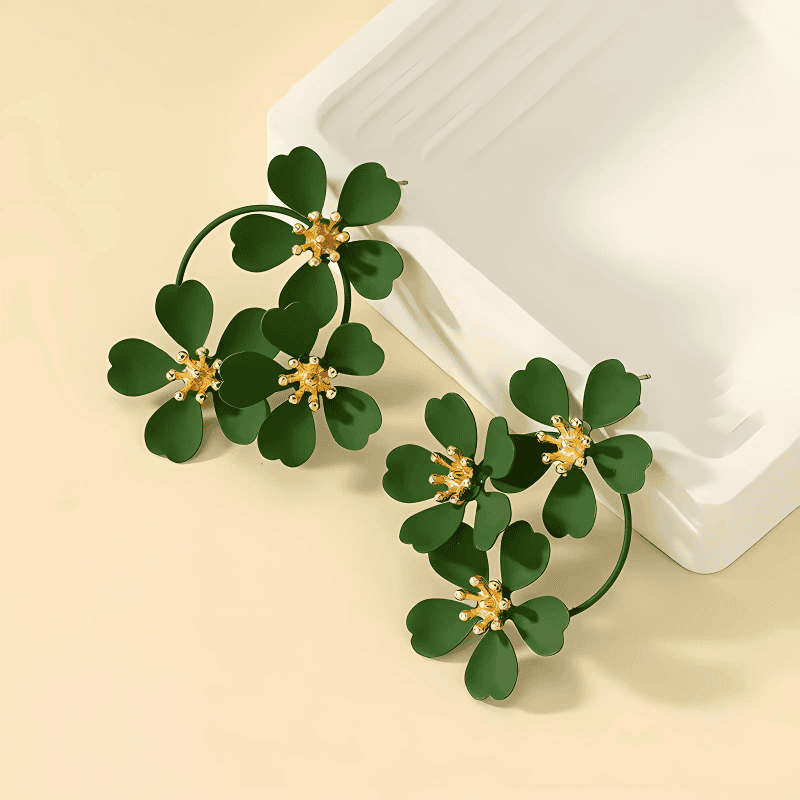 Petals and Gold Arcs Earrings