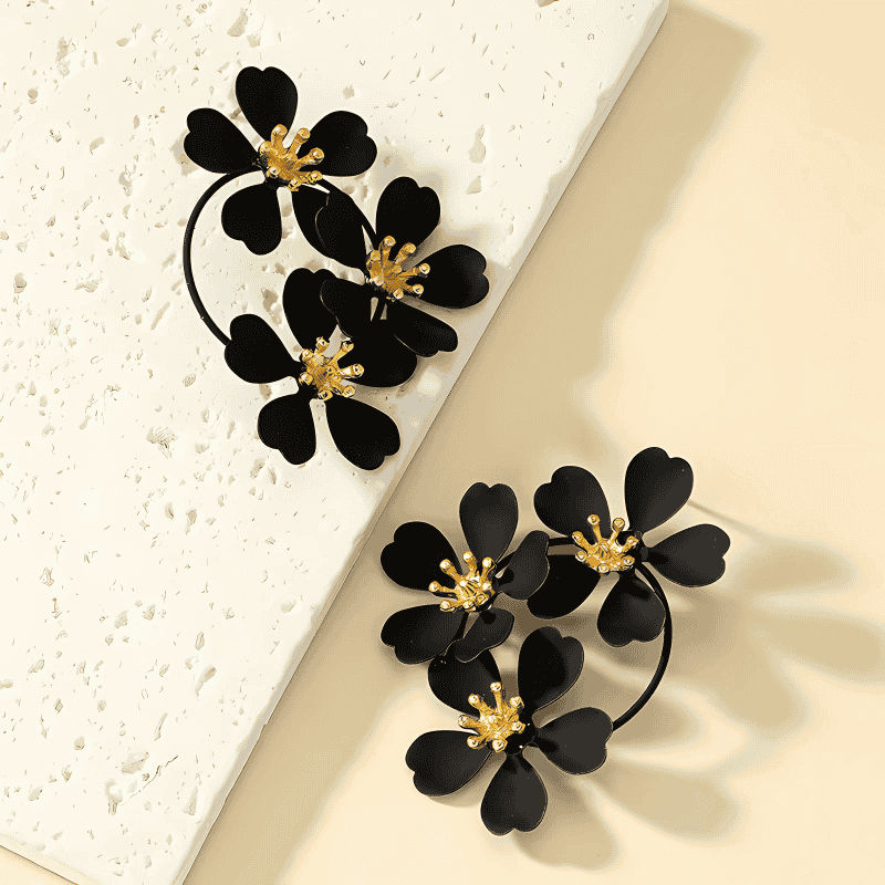 Petals and Gold Arcs Earrings