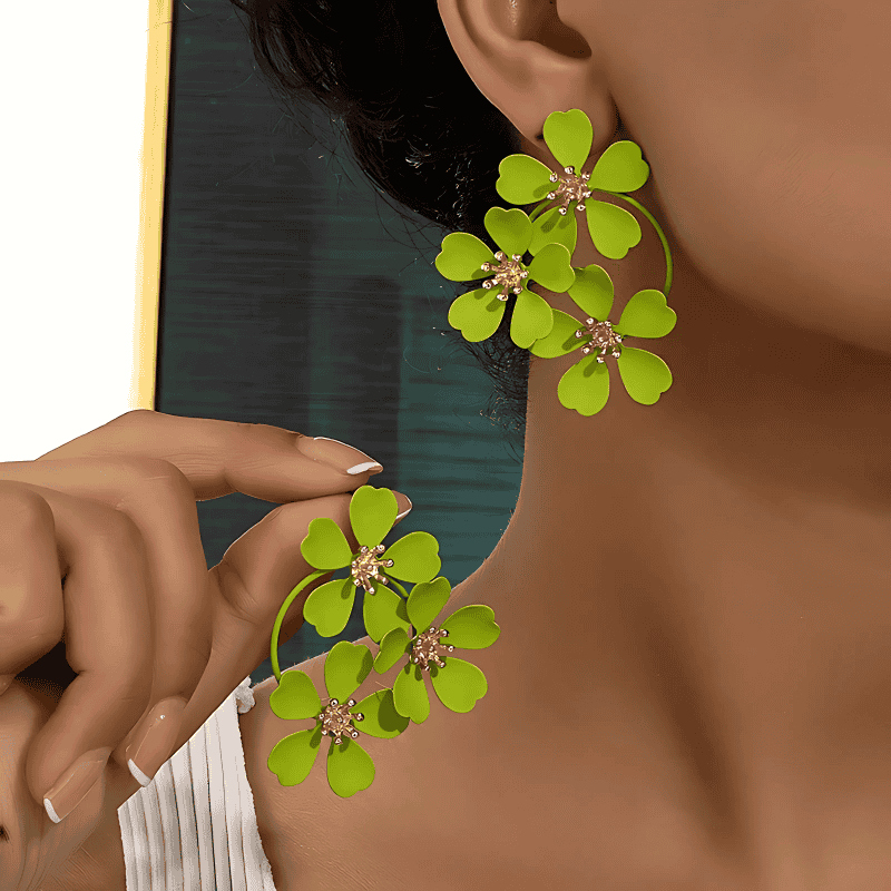 Petals and Gold Arcs Earrings