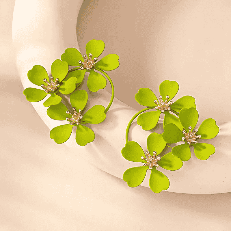 Petals and Gold Arcs Earrings