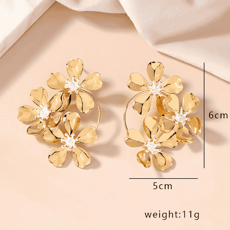 Petals and Gold Arcs Earrings
