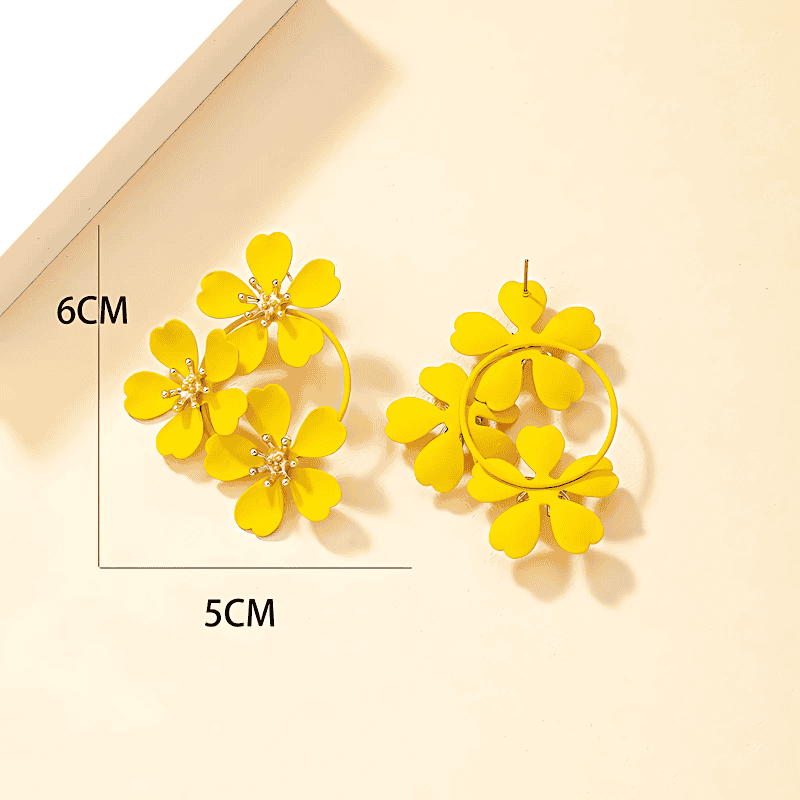 Petals and Gold Arcs Earrings