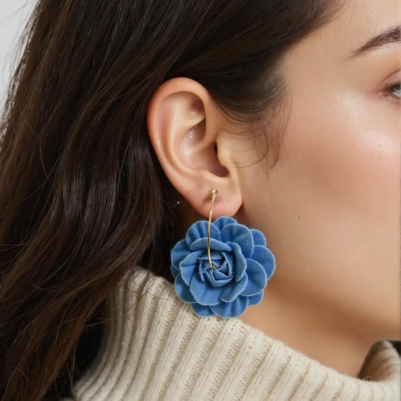Denim Whirl Hoops Earrings
