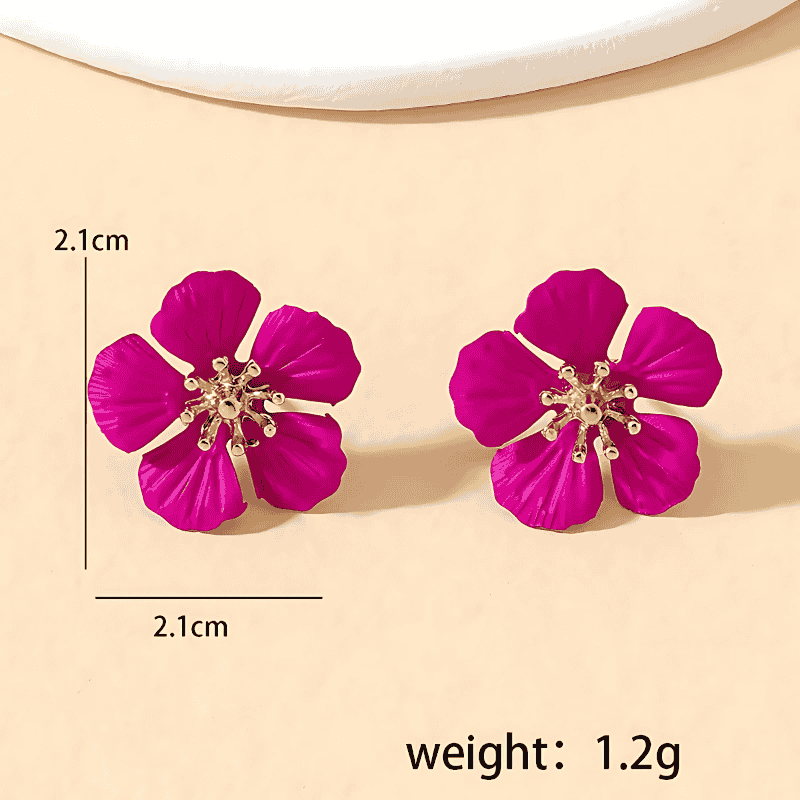 Magenta Petal Stud Earrings