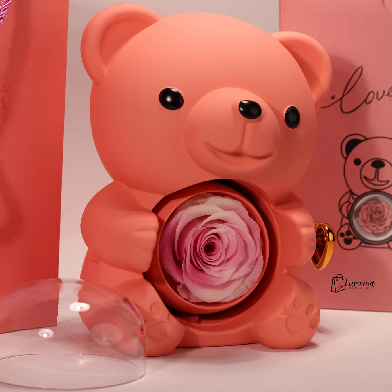 Blush Ember Bear Preserved Flower Jewellery Gift Box