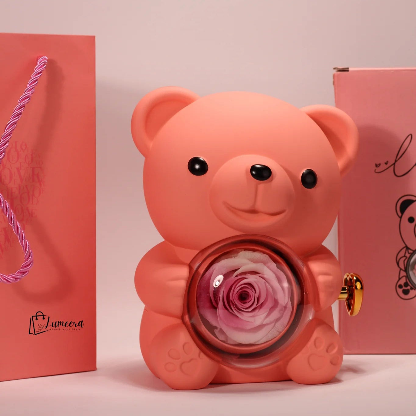 Blush Ember Bear Preserved Flower Jewellery Gift Box