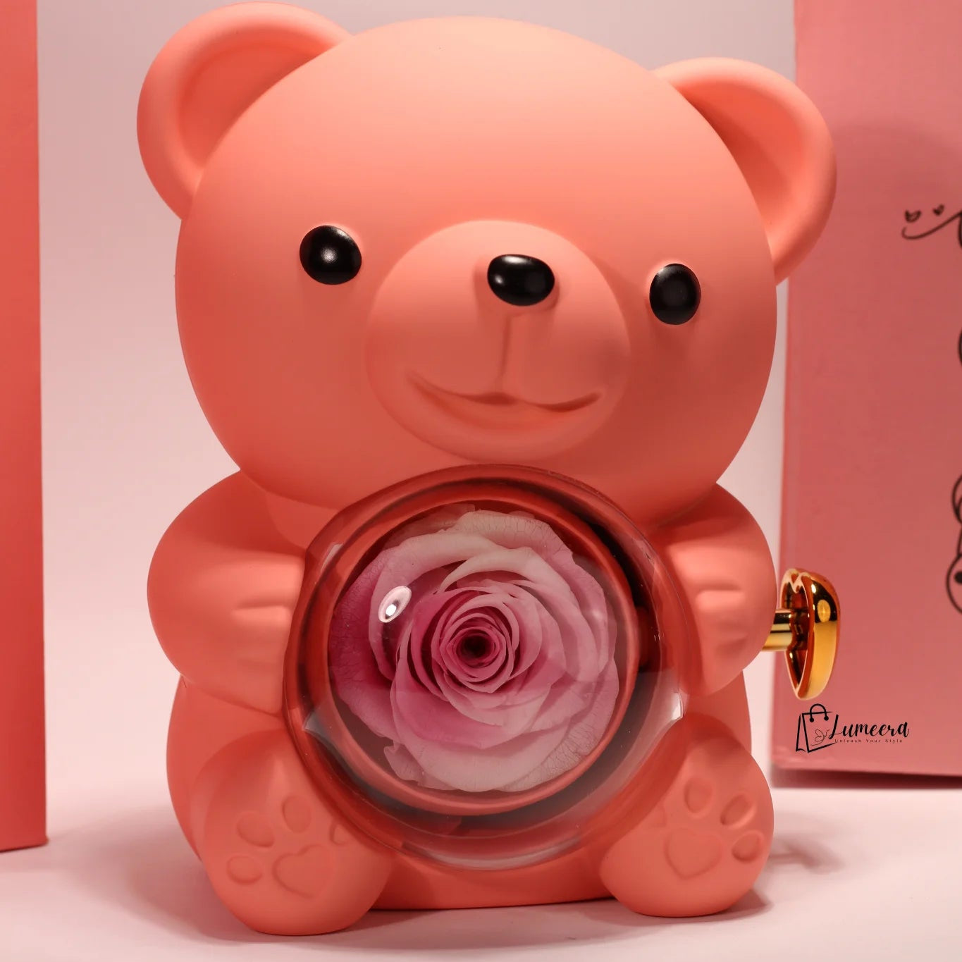Blush Ember Bear Preserved Flower Jewellery Gift Box