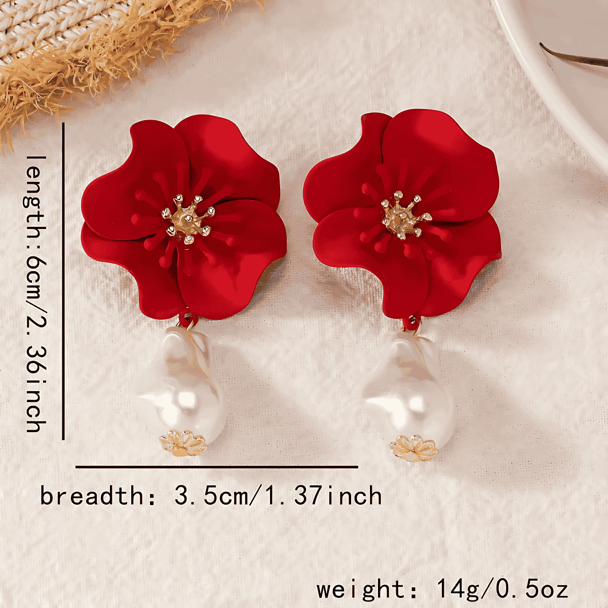 Scarlet Pearl Drop Earrings