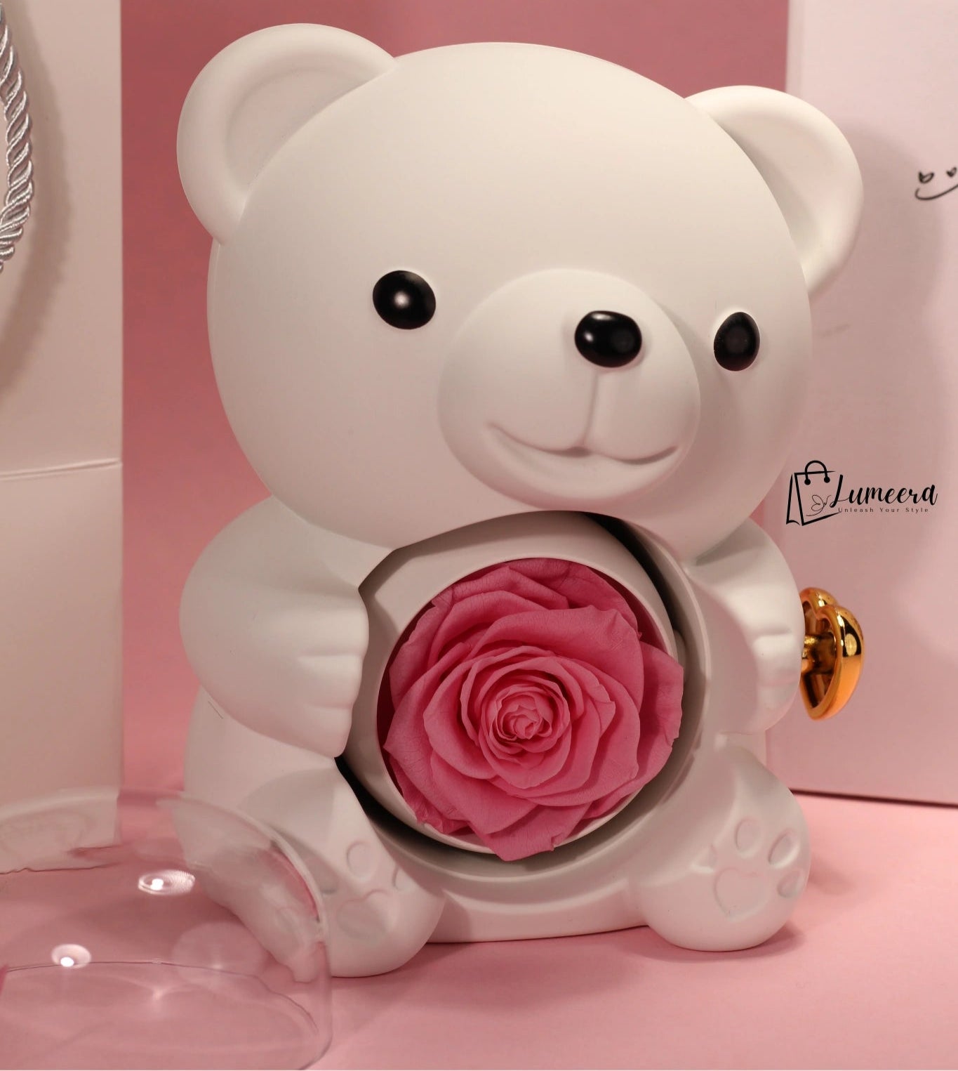 Snowblush Bear Preserved Flower Jewellery Gift Box