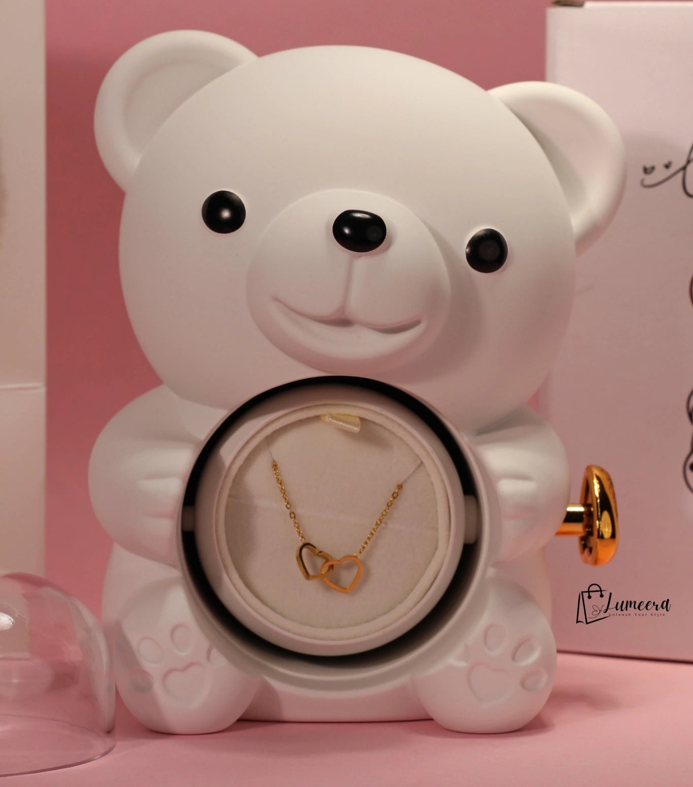 Ethereal Glow Bear Preserved Flower Jewellery Gift Box