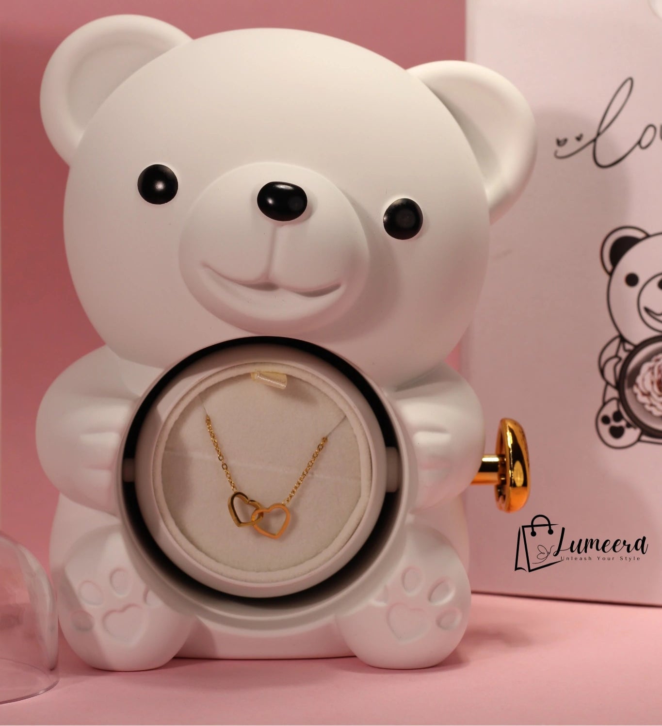 Ethereal Glow Bear Preserved Flower Jewellery Gift Box
