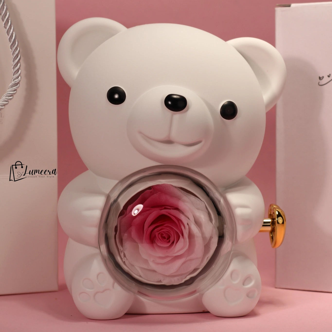 Rosélume Bear Preserved Flower Jewellery Gift Box
