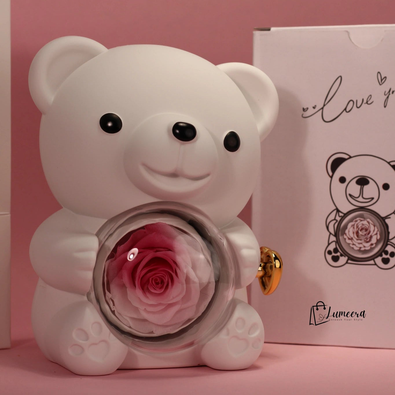 Rosélume Bear Preserved Flower Jewellery Gift Box