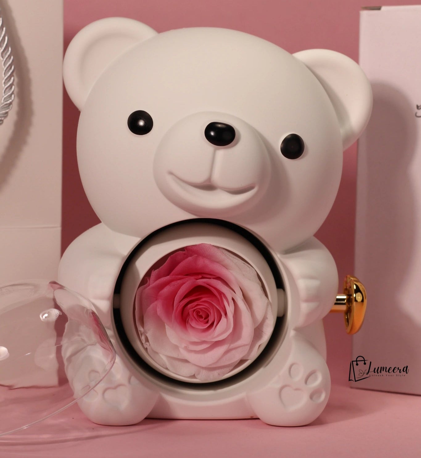 Rosélume Bear Preserved Flower Jewellery Gift Box