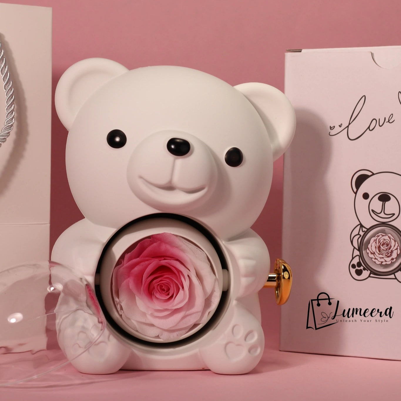 Rosélume Bear Preserved Flower Jewellery Gift Box