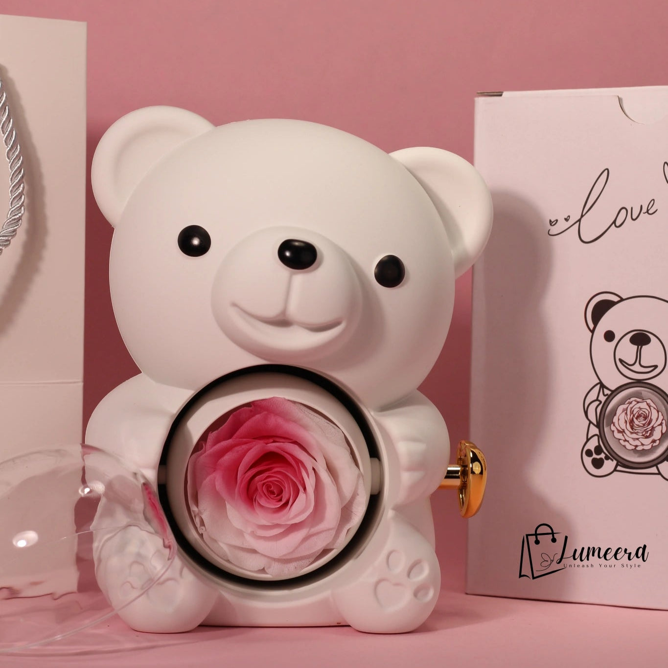 Rosélume Bear Preserved Flower Jewellery Gift Box