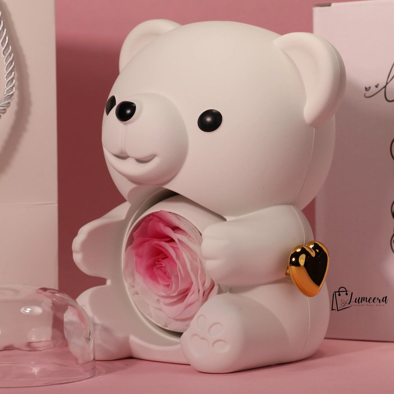 Rosélume Bear Preserved Flower Jewellery Gift Box