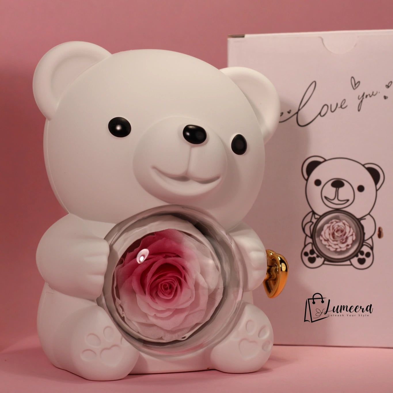 Rosélume Bear Preserved Flower Jewellery Gift Box