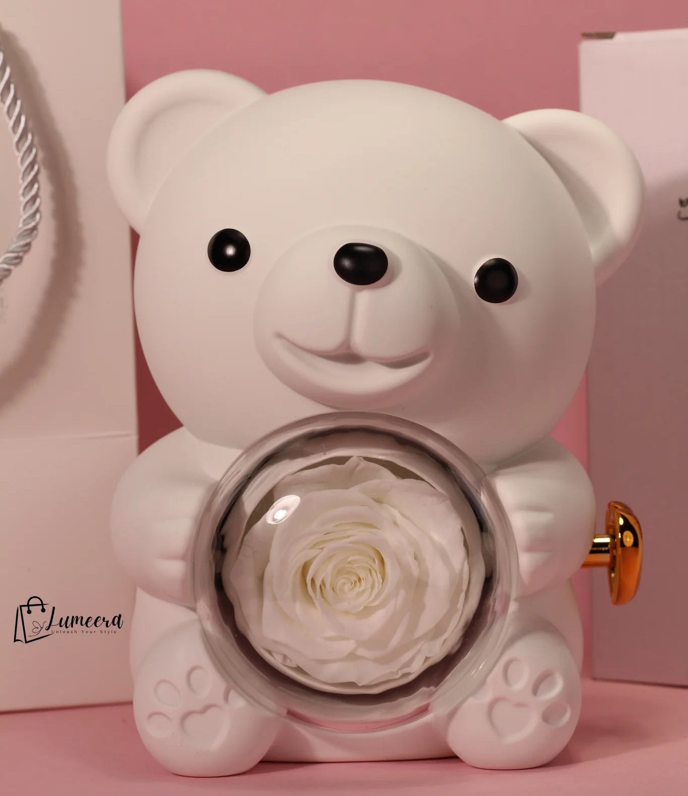 Ethereal Glow Bear Preserved Flower Jewellery Gift Box