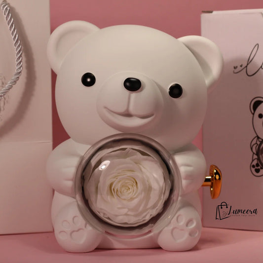 Ethereal Glow Bear Preserved Flower Jewellery Gift Box