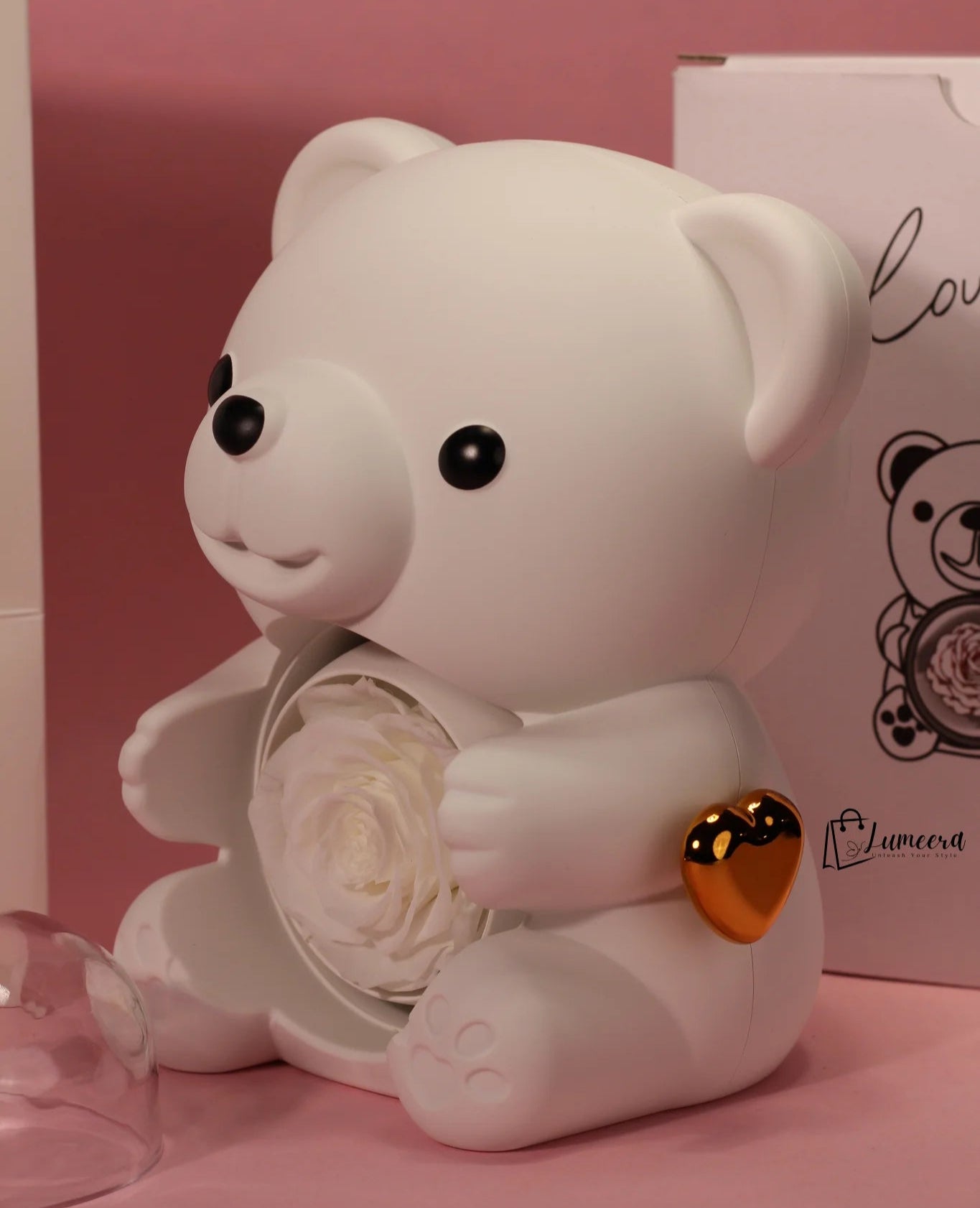 Ethereal Glow Bear Preserved Flower Jewellery Gift Box