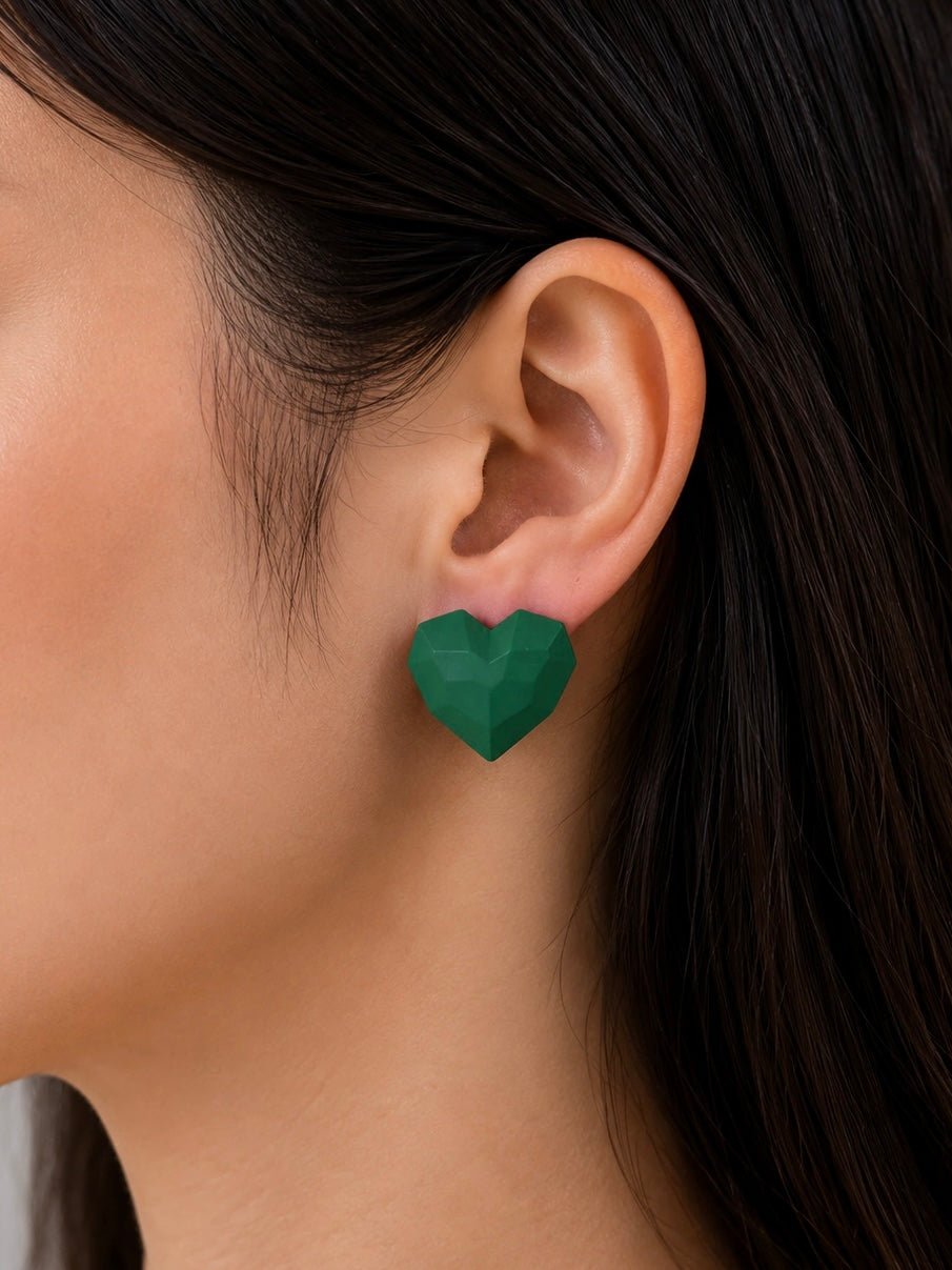 Heart Stud Red Earrings