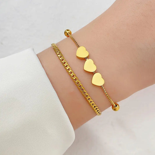 Triple Heart Layered Bracelet