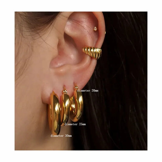 Golden Orbit Hoops Earrings