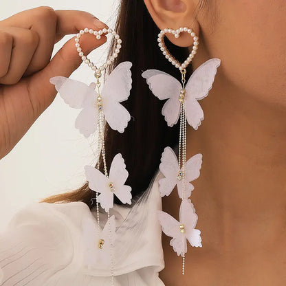 Pearl Butterfly Cascade Earrings