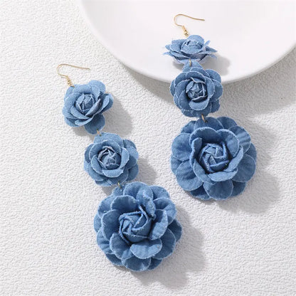 Denim Cascade Denim Earrings