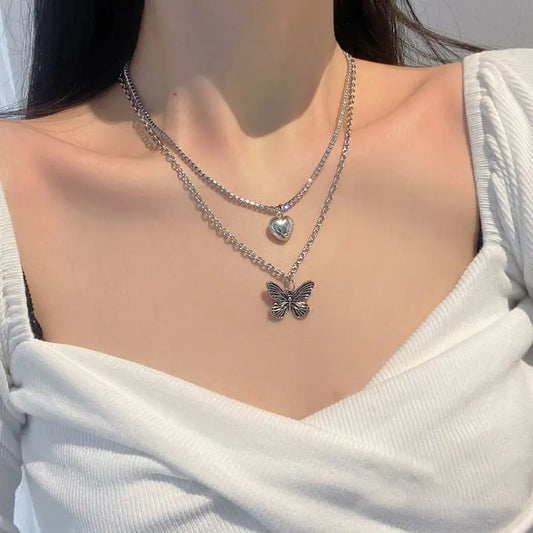 Silver Butterfly Charm Necklace